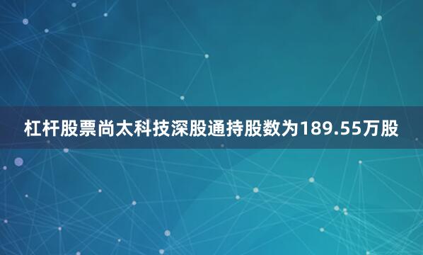 杠杆股票尚太科技深股通持股数为189.55万股