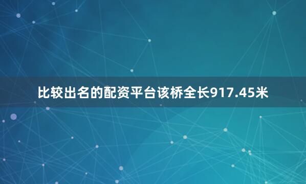 比较出名的配资平台该桥全长917.45米